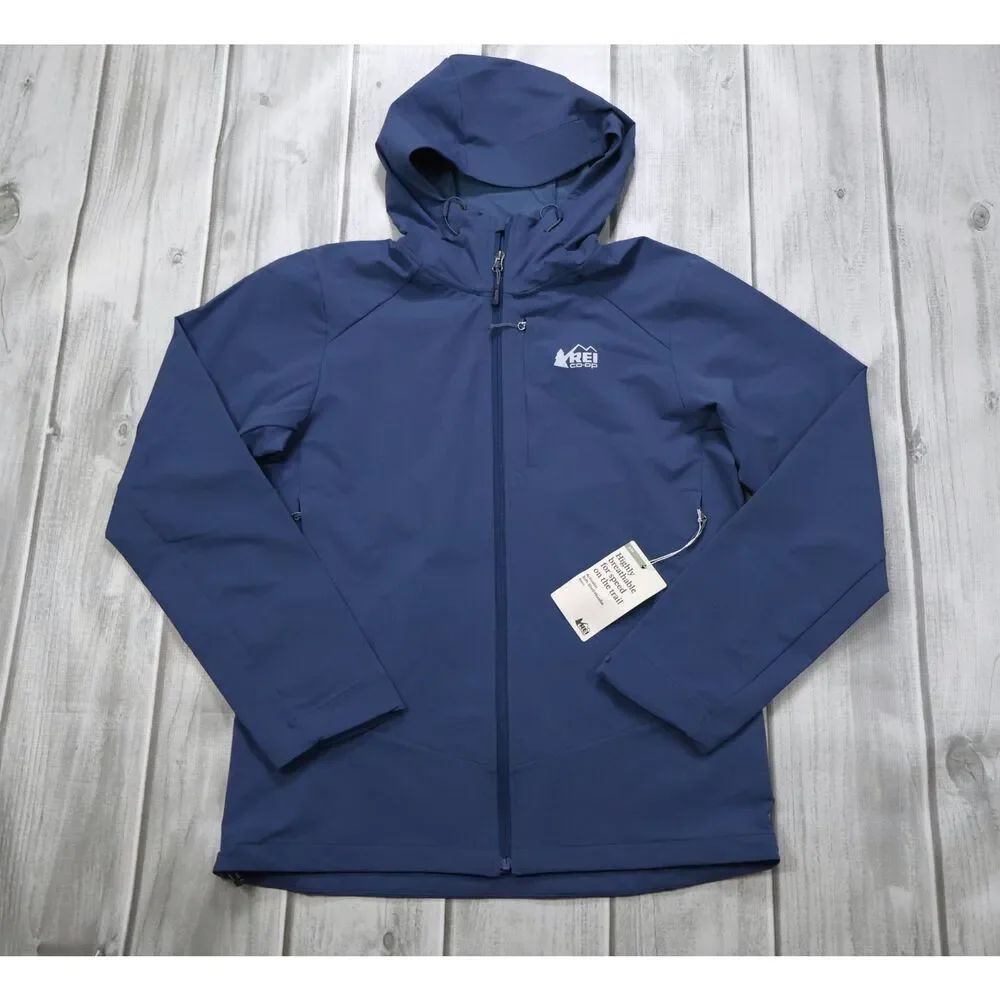 NEW REI Co-op Activator Soft-Shell Hiking Hoodie - Men's M Water Repellant Blue